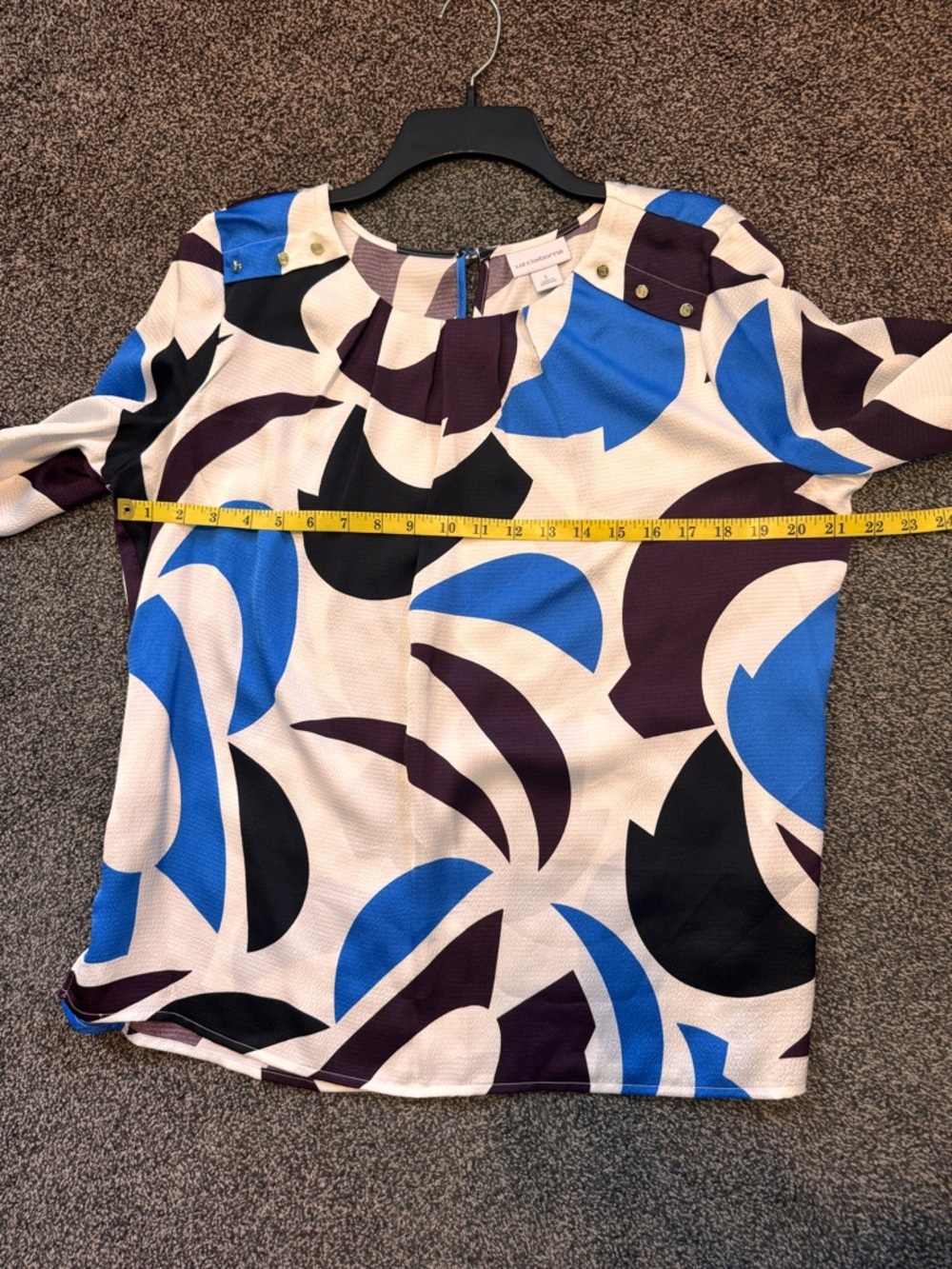 Liz Clairborne Women's Blue Black White Long Sleeve Blouse Sz Large lightweight - Picture 10 of 12